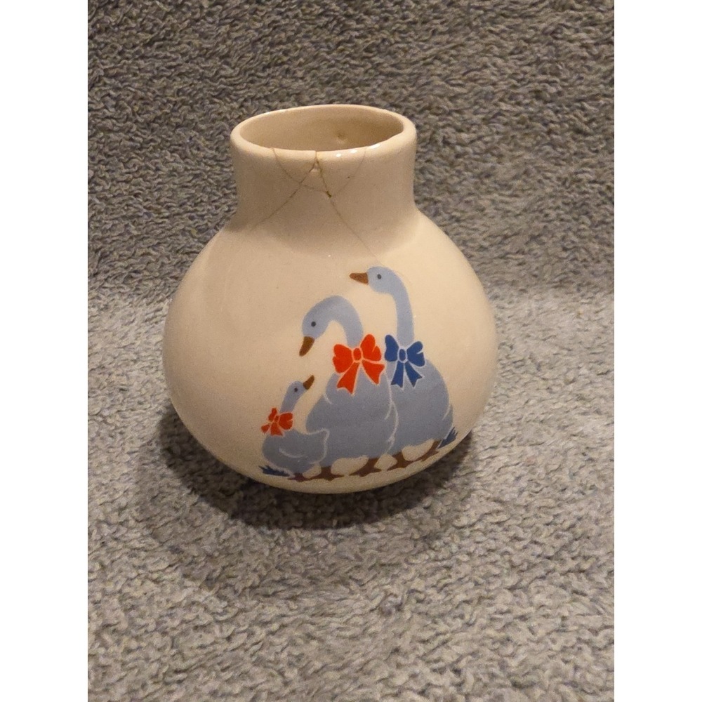3.5" Vintage Geese Vase Vessel Toothpick Holder Country Kitchen Cottage